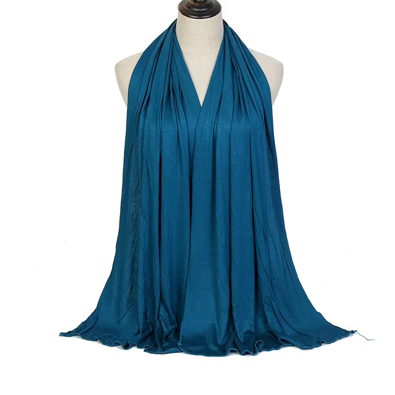 Bufanda Hijab de Algodón Modal para Mujer, Chal Largo y Suave, Turbante Sencillo 170x60cm