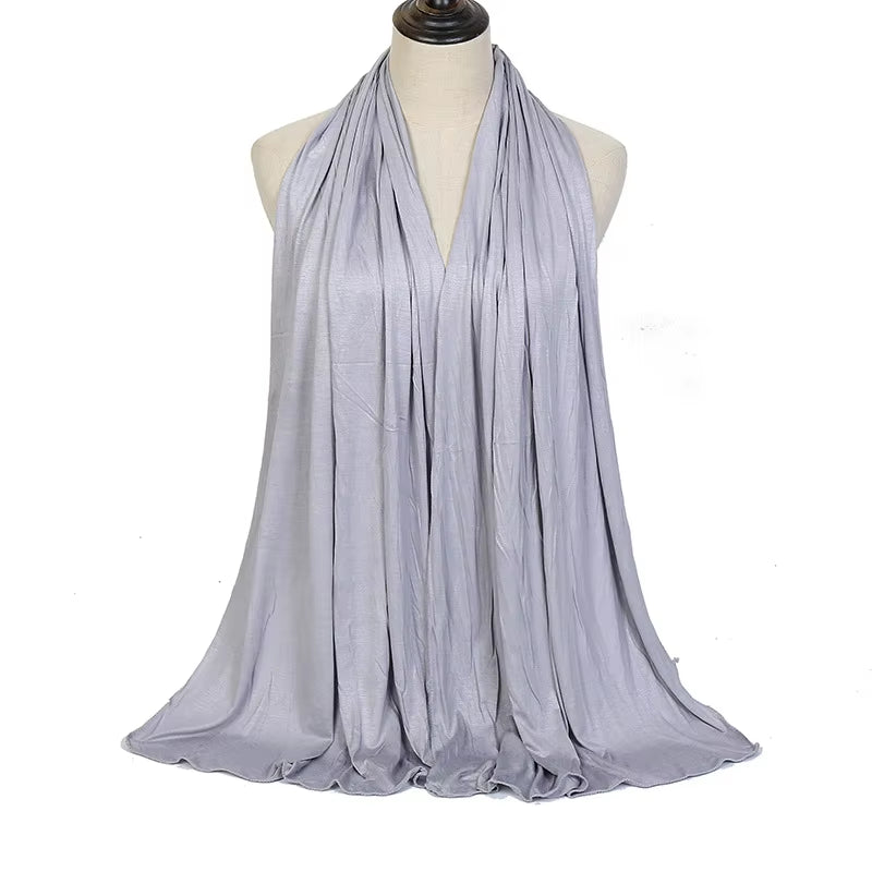 Bufanda Hijab de Algodón Modal para Mujer, Chal Largo y Suave, Turbante Sencillo 170x60cm