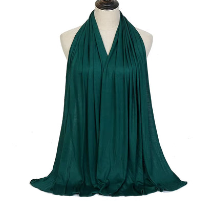 Bufanda Hijab de Algodón Modal para Mujer, Chal Largo y Suave, Turbante Sencillo 170x60cm