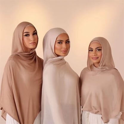 Bufanda Hijab Gran Tamaño para Mujer, Color Sólido, Algodón y Rayón, Chal Musulmán Ramadán