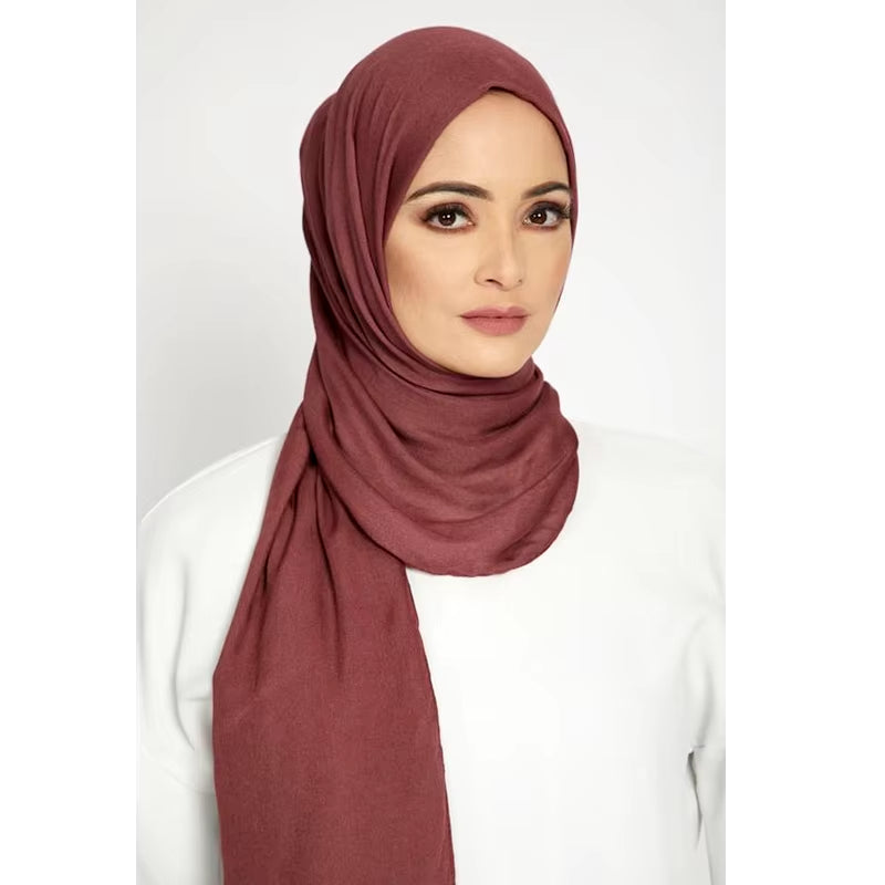 Bufanda Hijab de Algodón Modal para Mujer, Chal Largo y Suave, Turbante Sencillo 170x60cm