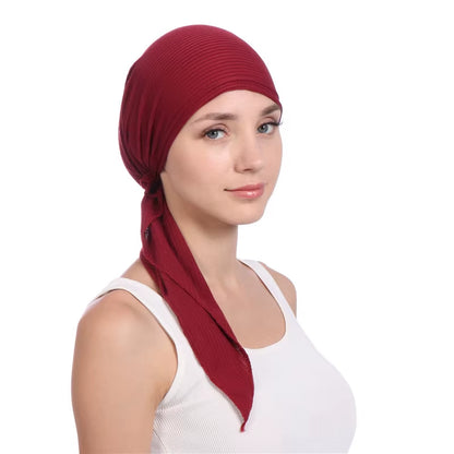 Turbante Bonnet de Color Sólido para Mujer | Gorro Interior para Hiyab, Moda y Comodidad"